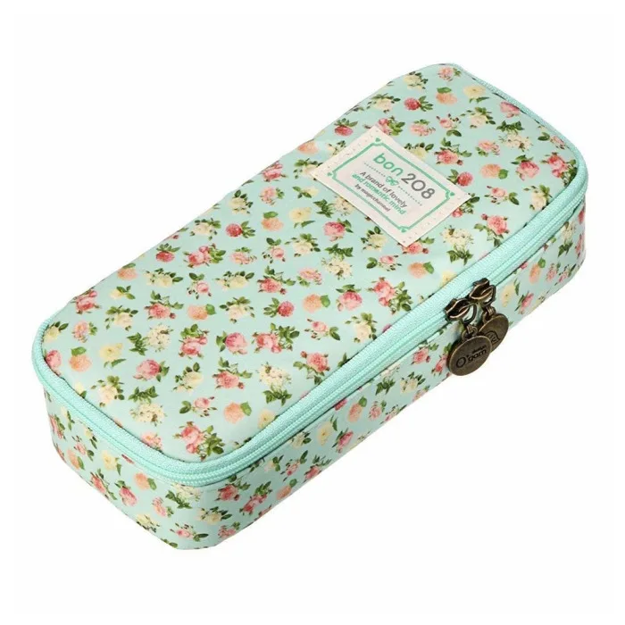 Cute Pencil Case Large Capacity Floral Pencil Stationery Organizer Multifunction Cosmetics Bag GY88