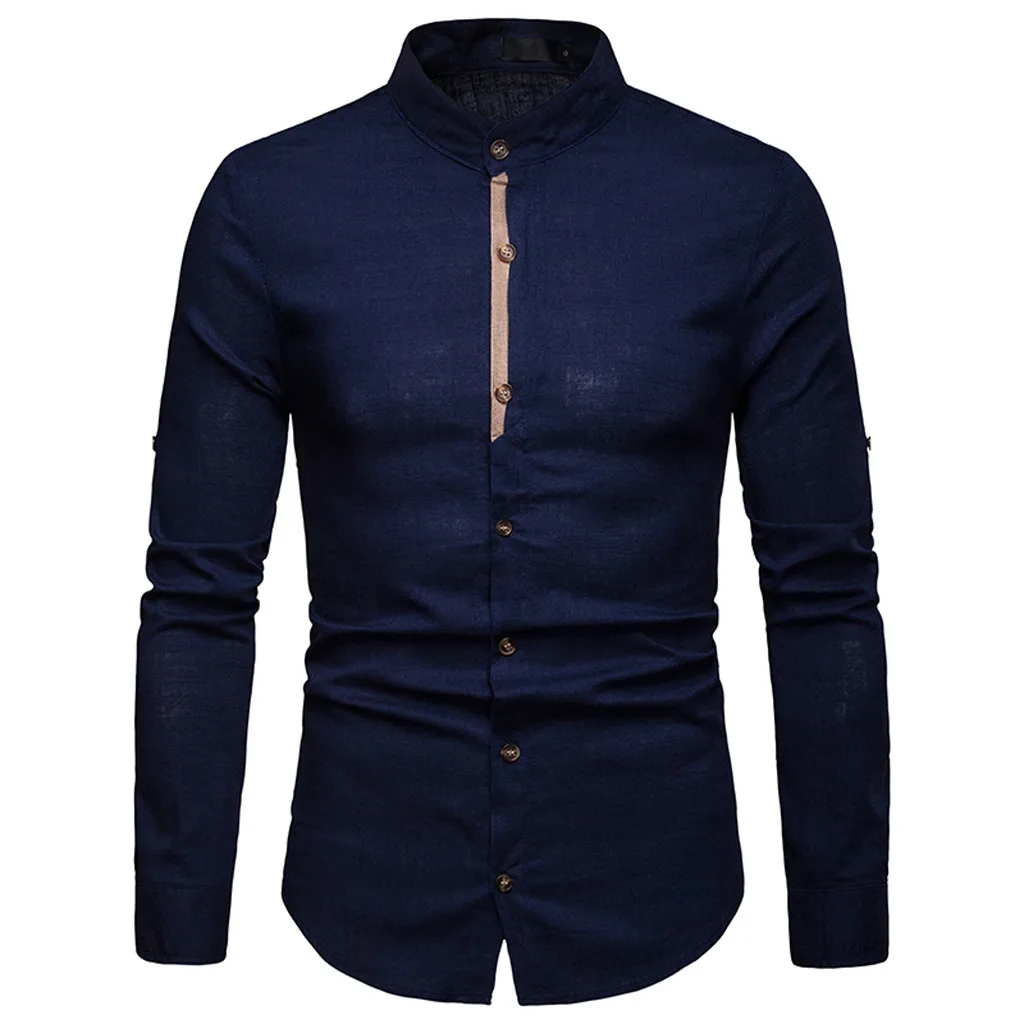 Camisas hombre manga larga рубашка мужская с длинным рукавом чистый цвет пуговицы большой размер Повседневная Топ блузка рубашки camisa masculina