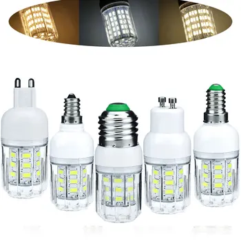 DC 12V 24V E27 G9 GU10 LED 옥수수 전구 E26 E12 E14 B22 스포트 라이트, 7W 27LED 홈 밝은 테이블 책상 램프 실내 조명