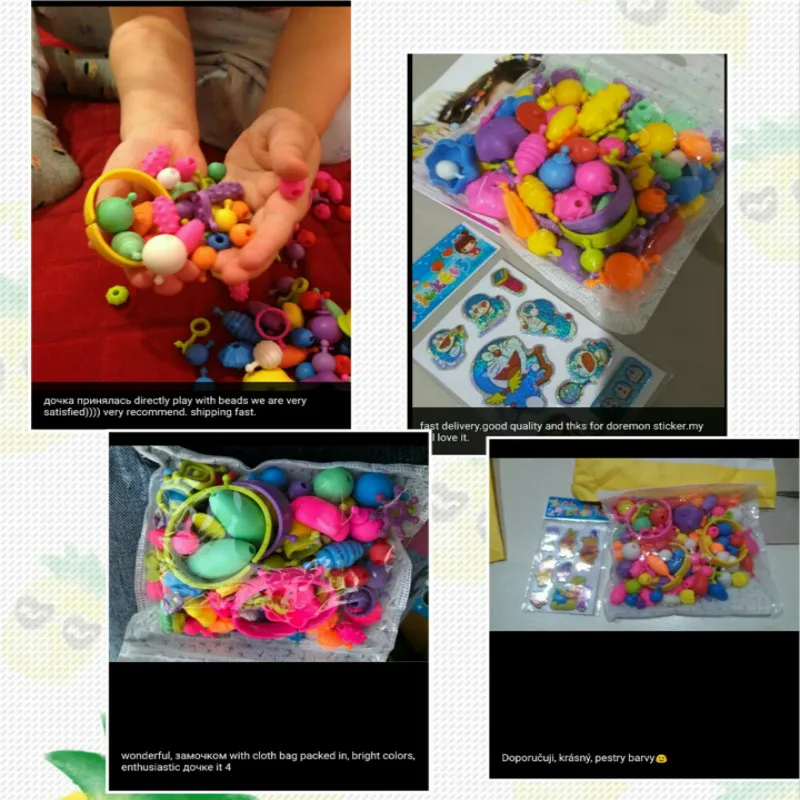 Горячие игрушки поп бусины оснастки малыш ювелирные аксессуары комплект DIY ожерелье кольцо браслет ремесла подарок на день рождения для девочки Рождество