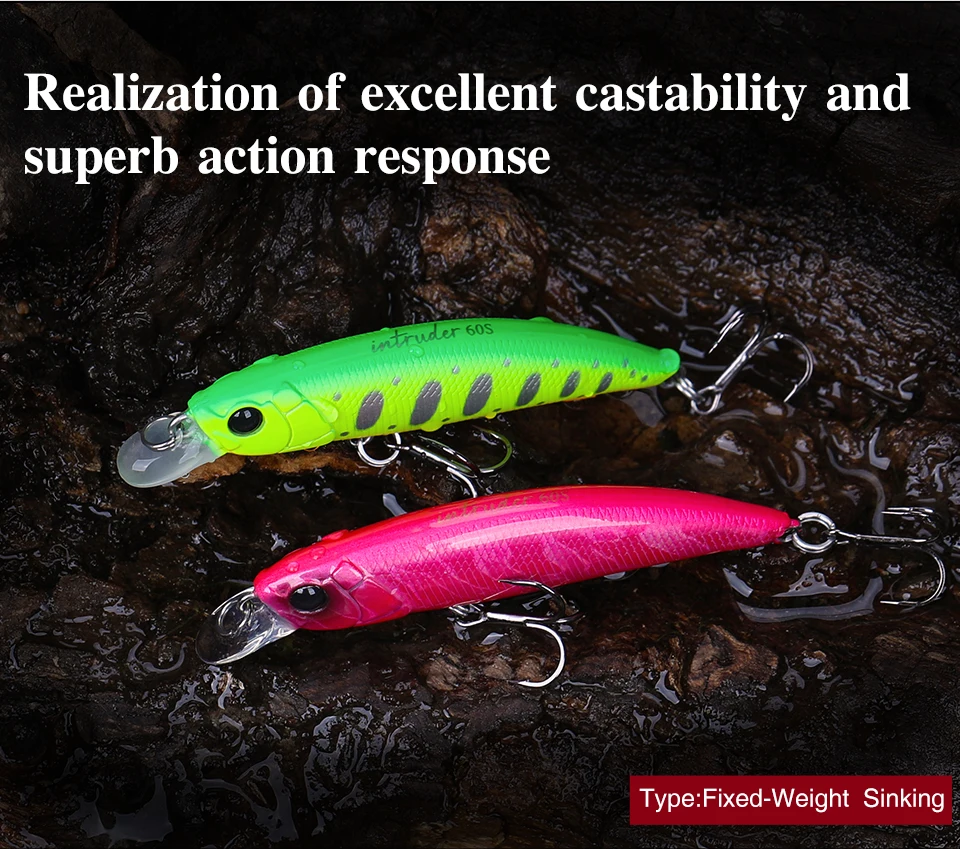 TSURINOYA 60S Sinking Minnow Angelköder 60 mm 6,5 g Reichweite 0,4–0,8 m künstliche harte Köder Forelle Hecht Bass Stream Jerkbait Wobbler – Detail 14