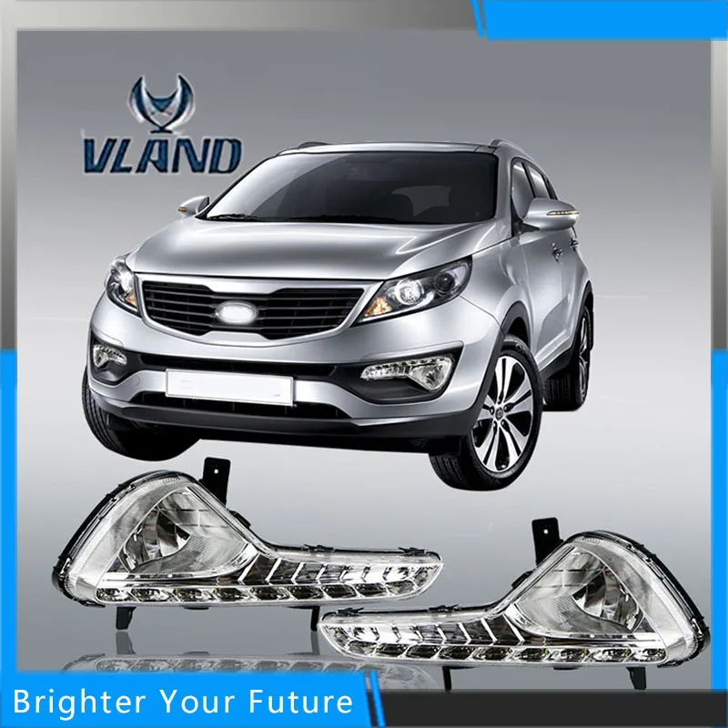 2 шт. ABS дневные ходовые огни для KIA Sportage 2010 2013 белый + желтый сигнальные поворота
