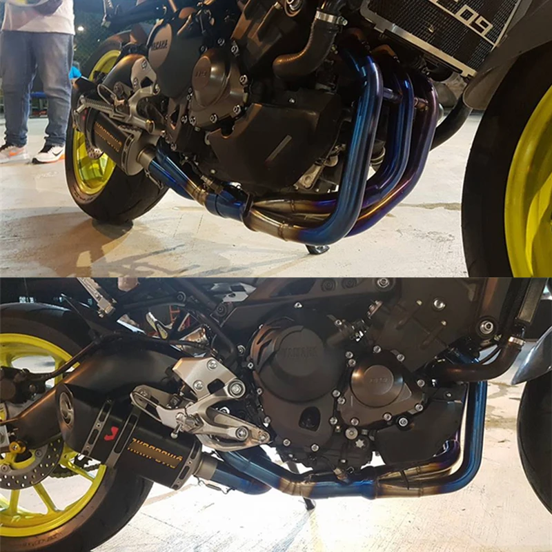 Слипоны для Yamaha FZ09 MT-09 выхлопная труба выхлопной системы мотоцикла 51 мм наконечники глушителя с передним наконечником подключения соединительной трубы