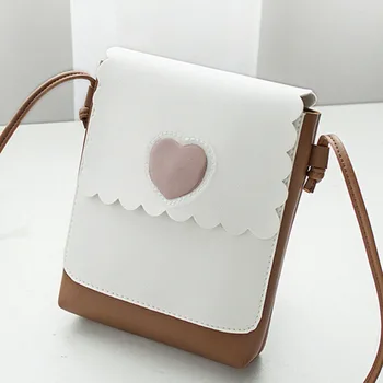 

Fashion Mini Women's Bag Love Peach Single Shoulder Bag Small Square Mobile Phone Bag Leather Patchwork Ladies Handbags
