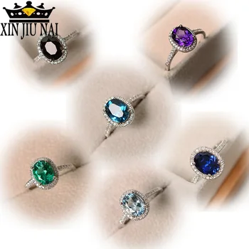 

Trendy Brand CZ 925 silver Ring Big Square Sky Blue green purple black Stone Rings For Women Jewelry Wedding Gift Rings