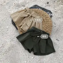 Маленький и большой бренд; коллекция года; сезон лето; стиль; детская одежда в Корейском стиле для девочек; Чистый хлопок; юбка-брюки с бантом