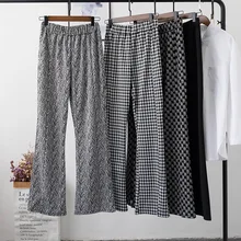 

2021 Spring and Fall Women's High Waist Printed Flared Slacks Trousers Female Korean Black Y2k E Girl Letter Long Straight Pants