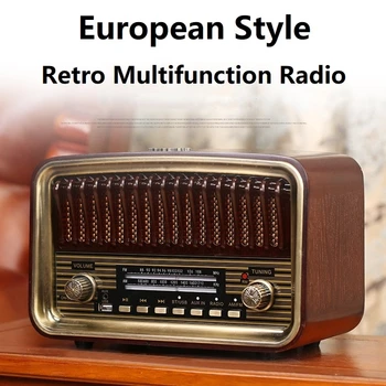 

Retro Bluetooth Wooden Dual Speaker Stereo Channel Multi-Function Radio