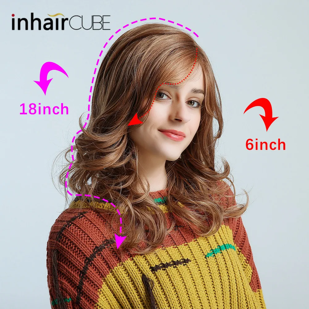 Парик Inhair Cube для косплея длинные волнистые натуральные коричневые искусственные