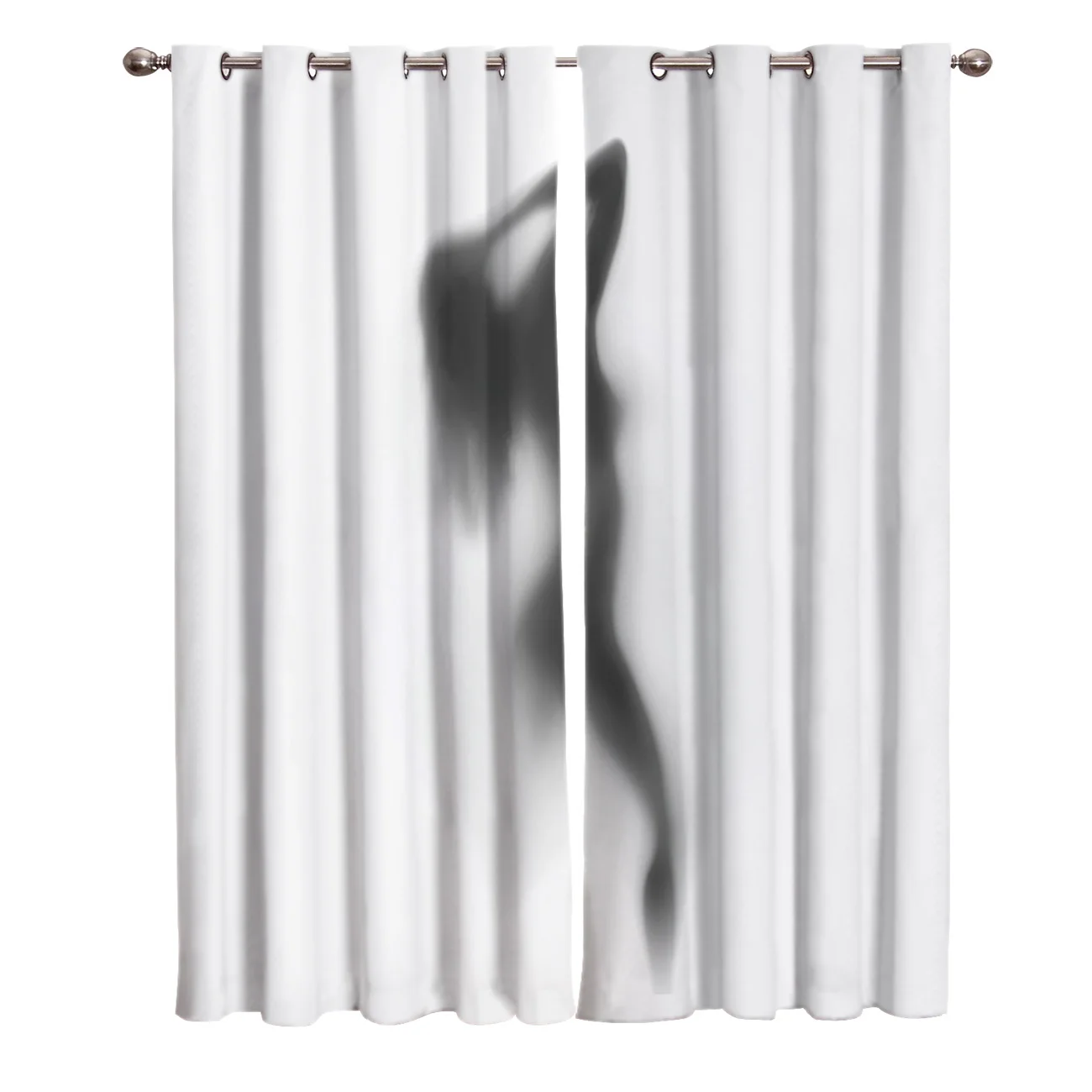 Sexy Woman In Bathing Shadow Window Curtains Bathroom Kitchen Bedroom Indoor Print Kids Curtain Panels With Grommets Window