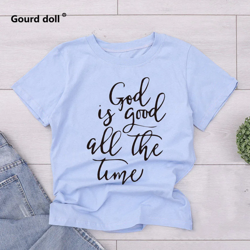 Женская футболка с принтом «God is Good all the Time», женские футболки, летние повседневные женские футболки, женские Топы Harajuku, женские футболки - Цвет: SDB BLUE