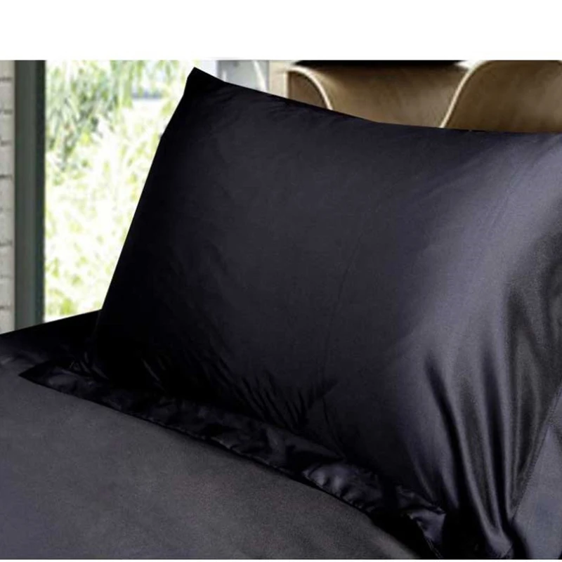 1 шт. сатиновая шелковая Мягкая Наволочка черный стандартный полиэфирный