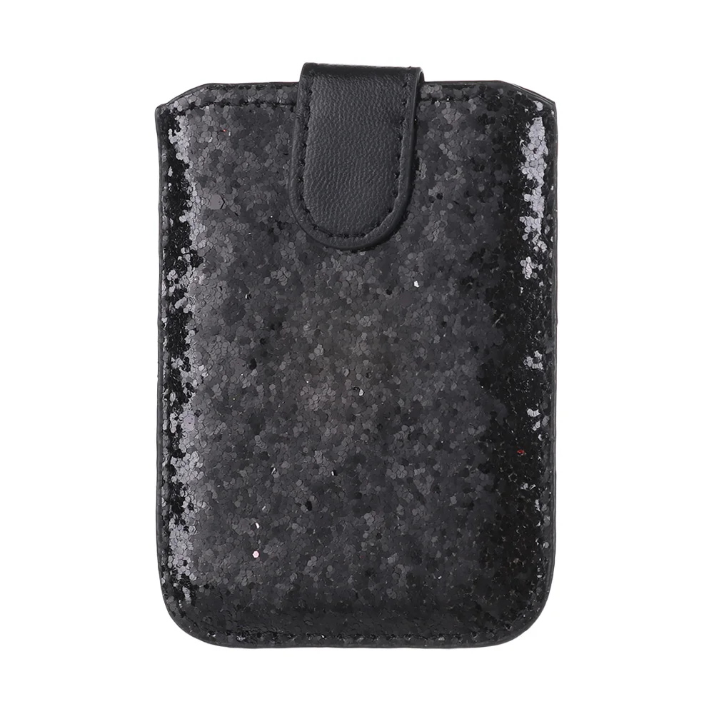 1PC RFID Blocking Credit Card Holder 5 Pull Sequins Card Sleeve Case Adhesive Sticker Universal Sequins Cell Phone Wallet Case - Цвет: Черный