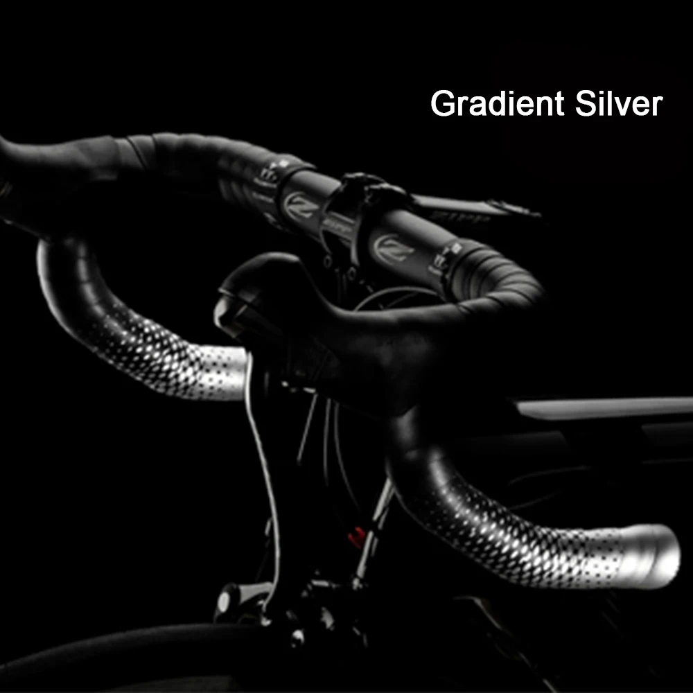 Gradient Silver Новые высококачественные ленты для руля велосипеда, крутые силиконовые и полиуретановые ленты для руля, аксессуары для велосипедных ручек - Цвет: Gradient Silver