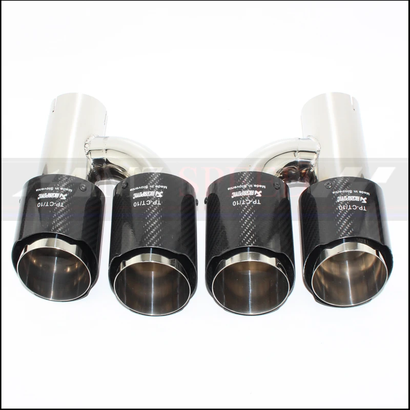 universal 304 stainless steel highlighted and brightened carbon fiber h-type double outlet straight edge exhaust pipe tailpipe