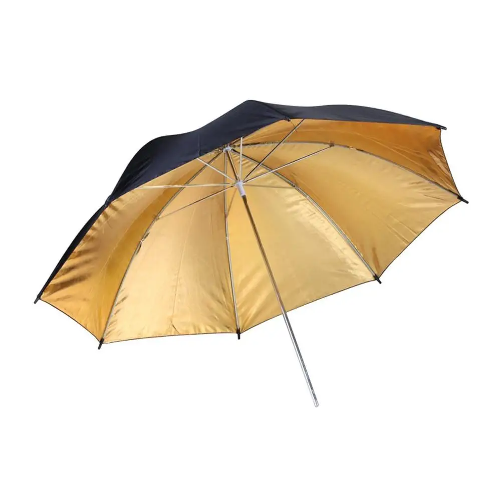 Полупрозрачный зонт со светоотражающим черным и серебристым и золотым покрытием зонт-отражатель светильник рассеиватель и модификатор - Цвет: Золотой
