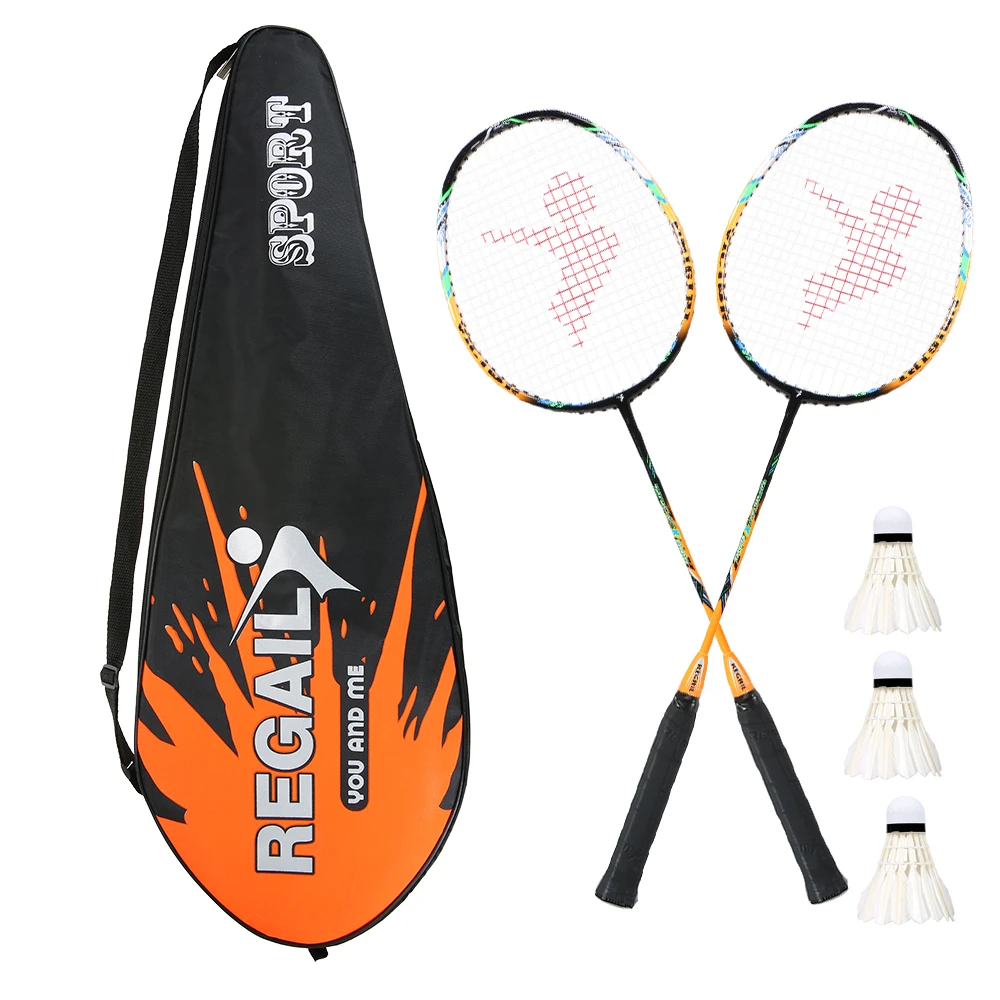 Worldshops 2pcs Lining Carbon Fiber Badminton Rackets High-end Racquet with Bag Color Blue /& Red
