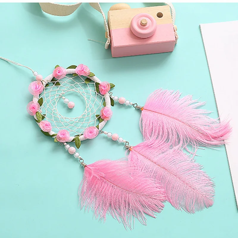DIY Handmade Dream Catcher Home Hanging Decor Pendant Mini Car Ornaments Innovative Gifts Natural Feathers Decoration