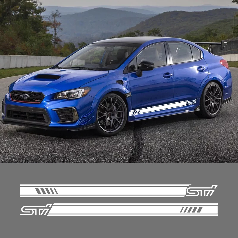 Racing Sport Stripes Car Door Side Skirt Sticker For Subaru WRX STI Auto Body High Quality Waterproof Vinyl Accessories Decals