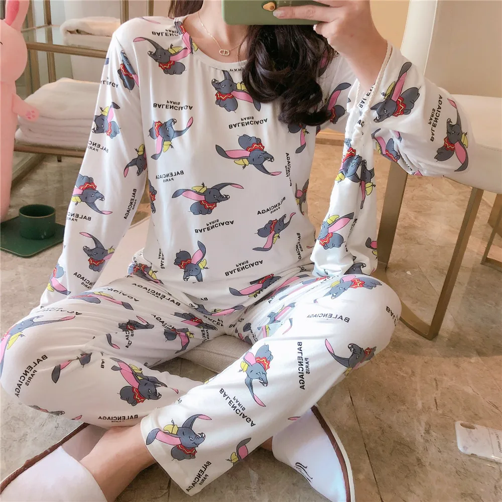 

Hot Selling Korean-style Pajamas Women's Spring And Autumn Long Sleeve Autumn & Winter Cute Southeast Asia Homewear Set Women's