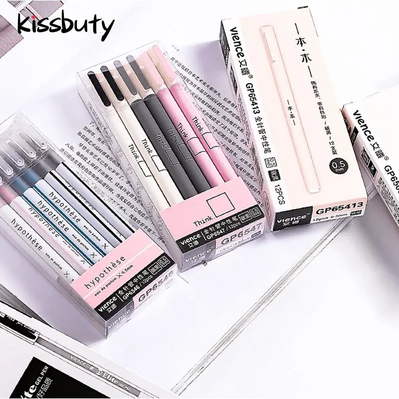 

12Pcs/Set Cute Simple Gel Pen 0.5mm Novelty Pens Kawaii Neutral Pens For Kids Girls Gift School Office Supplies Stationery