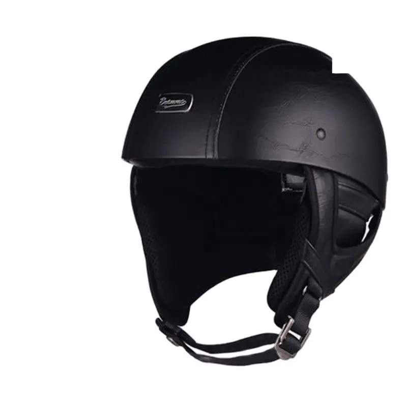 

Pu Leather Novelty Style Motorcycle Helmet Dot Half Face Helmet Black Mate Available Motorbike CE Approved Europe