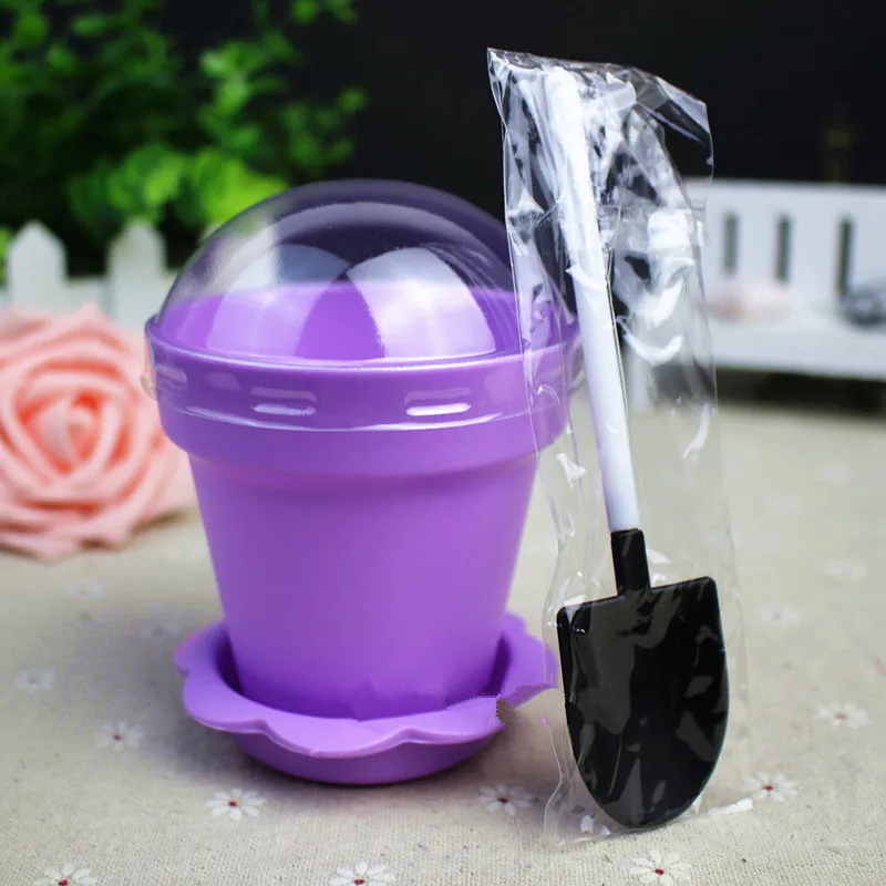 20 шт. креативные DIY греющиеся десертный Декор плотные пластиковые чашки вечерние на день рождения одноразовые чашки для мороженого с крышкой и ложкой - Цвет: Фиолетовый