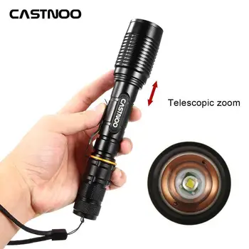 

60000LM Black T6 LED Zoomable Flashlight Adjustable Focus Lamp Light