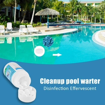 

50Pcs/Bottle Pool Cleaning Effervescent Chlorine Tablets Cage Disinfectant Swimming Pool Clarifier Multifunctional Cleaner