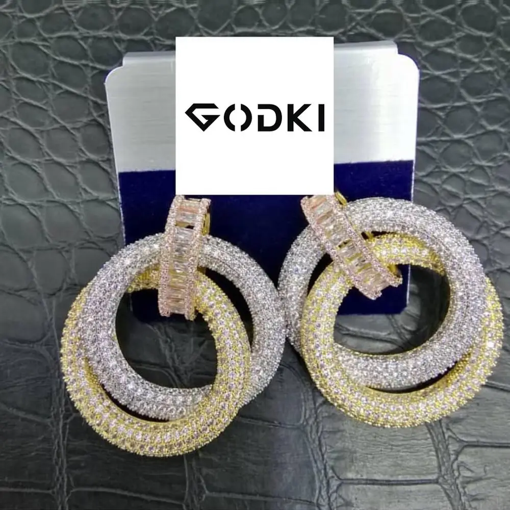 GODKI/, знаменитые подвески, капли воды, модные женские сережки, кубические серьги-подвески с цирконом для женщин, аксессуары для свадебной вечеринки