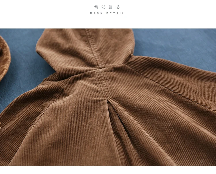 Spring Autumn Womens Loose Hooded Jacket Women Corduroy Jackets Short Coats Female Vintage Outerwear Women Cropped Jacket