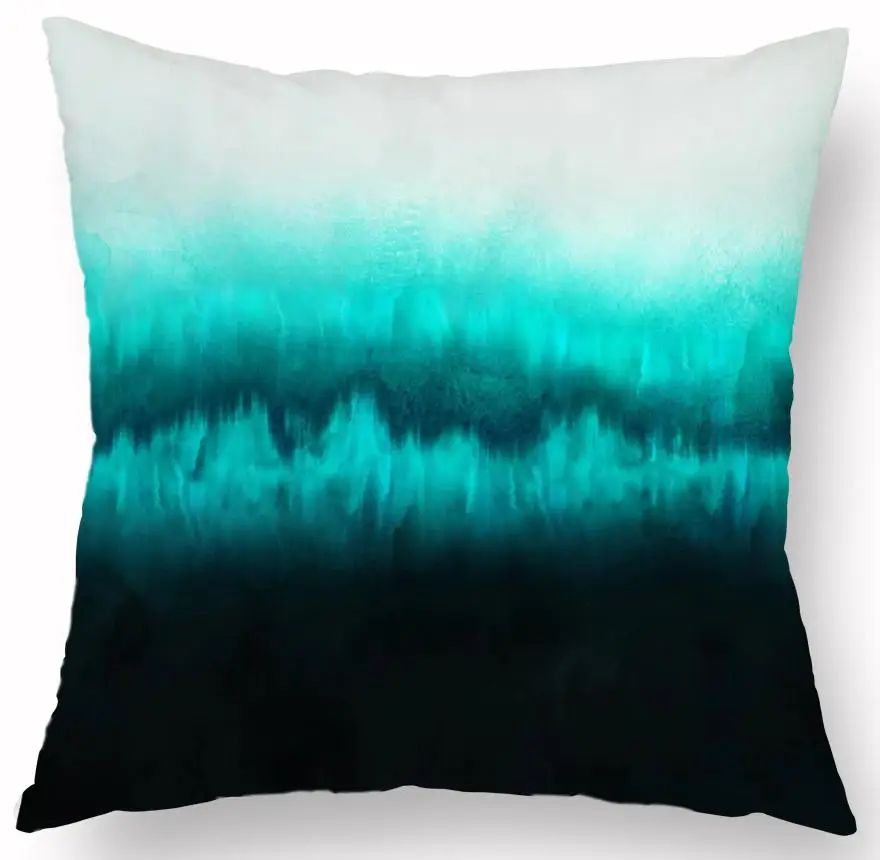 Scandinavian Style Creative Geometric Pattern Cushion Personality Marble Printed Pillow Watercolor Landscape Painting For Home - Color: A16