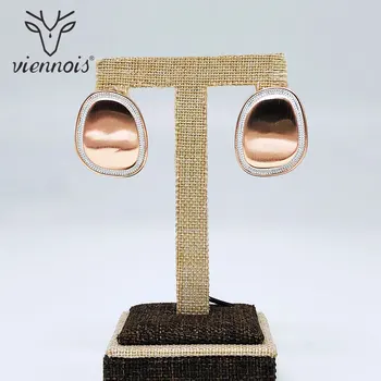 

Viennois Stud Earrings for Women Mix Rose Gold Silver Color Geometric Earrings Lady