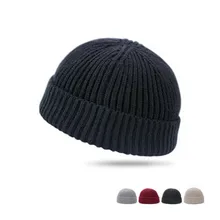 Мужская Трикотажная короткая шляпа, Шапка-бини с черепом, Кепка-манжета без козырьков, мешковатая Кепка с дыней, запонка, рыбак, зимние шапочки, повседневная шапка для мужчин