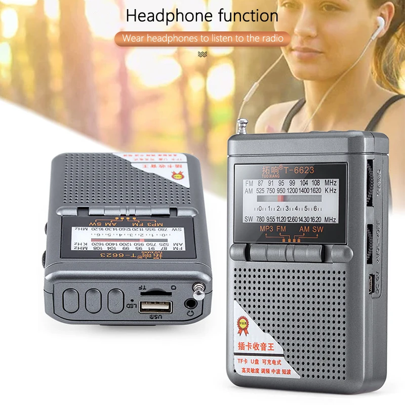 Banda Completa Rádio Receptor fm am sw Mundo Banda com Display Lcd Portátil Rádio Bolso Mini Rádio com Fivela Receptor