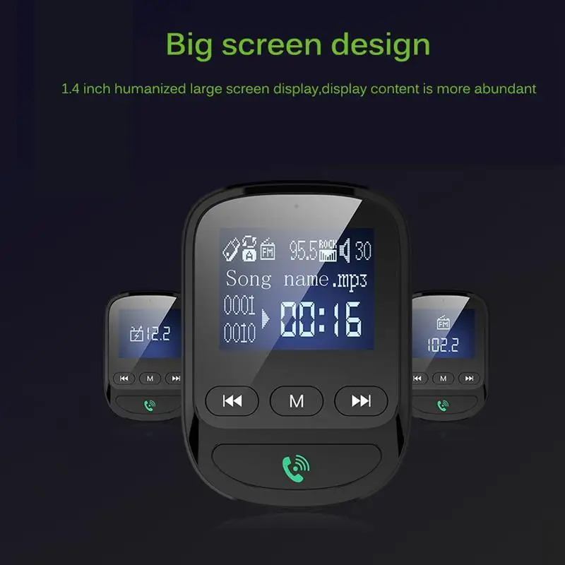 Onever 1,4 дюймов Bluetooth 5,0 Автомобильный Mp3 плеер без потерь музыка FM передатчик модулятор Поддержка U диск/TF с определением напряжения