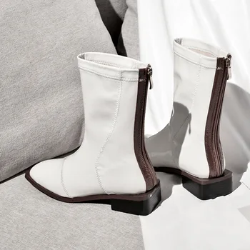 

Fashion Women boots Slim Stretch Ankle Boots for Women Pointed Toe Boots Square Heel Boots Shoes Woman Fashion Bota Feminina