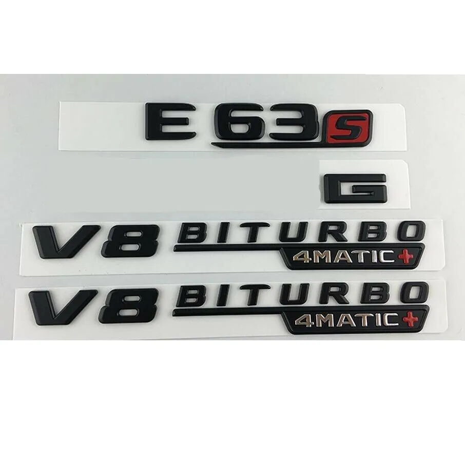 Черный эмблемы значки W212 W213 E63s forAMG V8 BITURBO 4matic - Цвет: 4pcs Matte Black