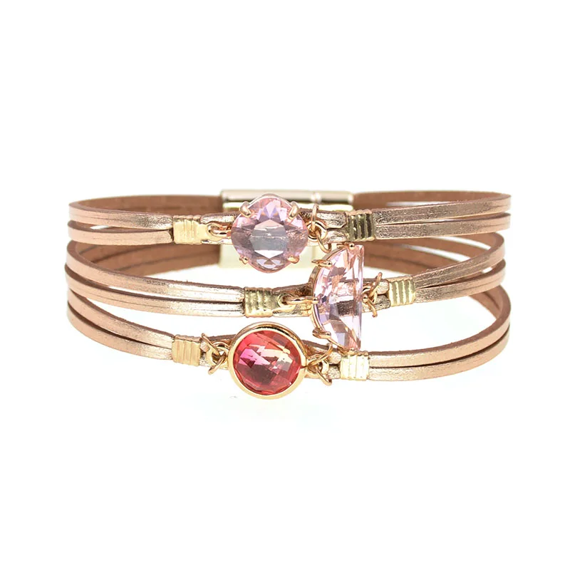 ROSE GOLD WELLMORE, новинка, женские браслеты из стеклянной кожи, очаровательные браслеты для женщин, модные вечерние ювелирные изделия на свадьбу,, Прямая поставка - Окраска металла: ROSE GOLD