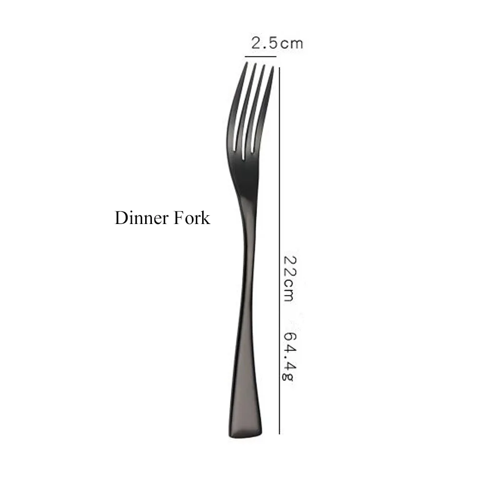 Dinner Fork Блестящая черная посуда набор столовых приборов 18/10 нержавеющая сталь столовые Ножи Торт вилки черпаки набор посуды мыть в посудомоечной машине - Цвет: Dinner Fork