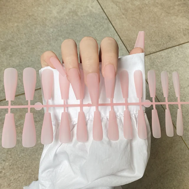 Solid Color Matte Super Long Coffin False Nail Ballet Press on Nails Tips for Nails Art Artificial Fingernails Fake TJP1170-Y11