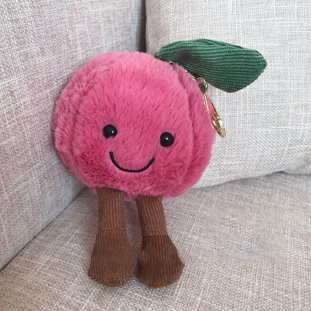 15cm Small Cute Plush Apple Pineapple Mushroom Avocado Keychain Soft Fruit Doll Toy Key Ring Pompom Plush Car Key Pendant M061 3