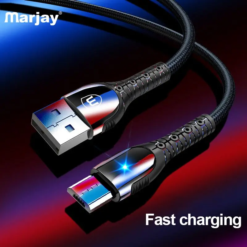 Marjay Micro USB кабель 2.4A быстрое зарядное устройство данных цинковый сплав кабель для samsung Xiaomi LG планшет мобильный телефон кабель Usb Micro Usb