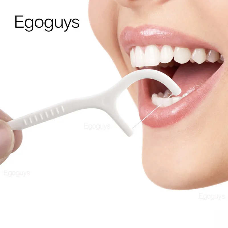 White Dental Floss Pick Tooth Cleaner Sticks Oral Hygiene Care Teeth Interdental Cleaning Flosser Toothpick Tool 7.5cm 100pcs
