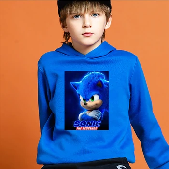

Cartoon Printed Children Sonic Hoodie Kids Harajuku Hip Hop Sweatshirts Boys Girls Casual Pullover Sportswear Tops Child Gift