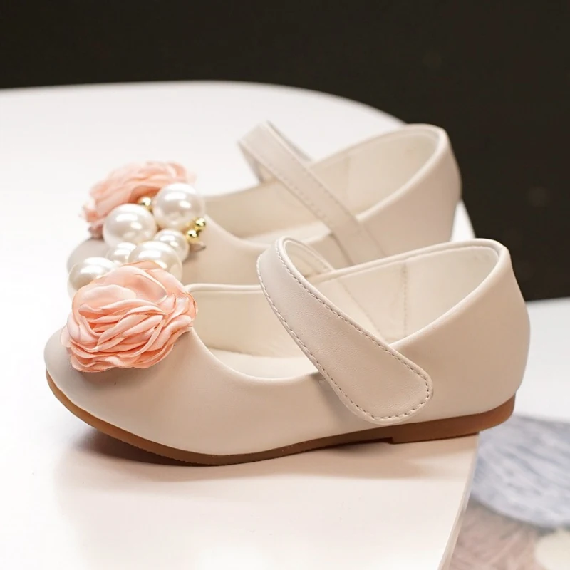 IYEAL Princess Kids Leather Shoes for Girls Flower Children Shoes With Pearl For Party Wedding Big Girls Dress