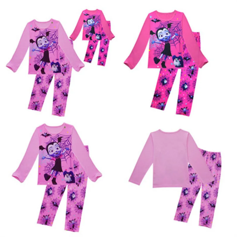 

2 Colour New Fashion Cartoon Pajamas Kids Vampire Pajama Sets Girls Sleepwear Baby Nightwear Pajamas Clothing Set 3-10 Y