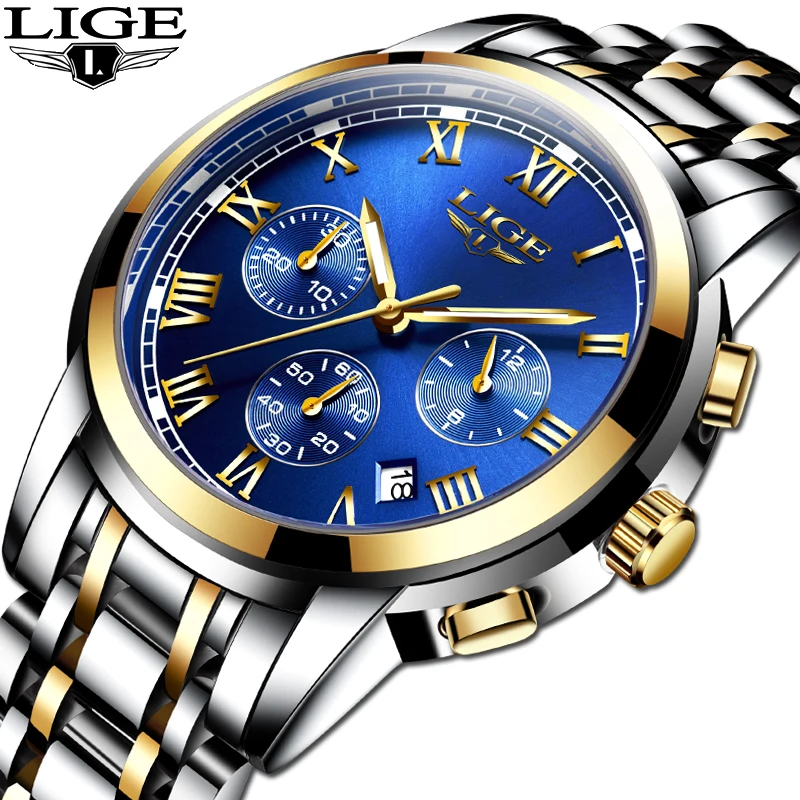 

Reloj Hombre LIGE Fashion Business Watch Men Waterproof Stainless Steel Luxury Quartz Watches Military Date Sport Chronograph