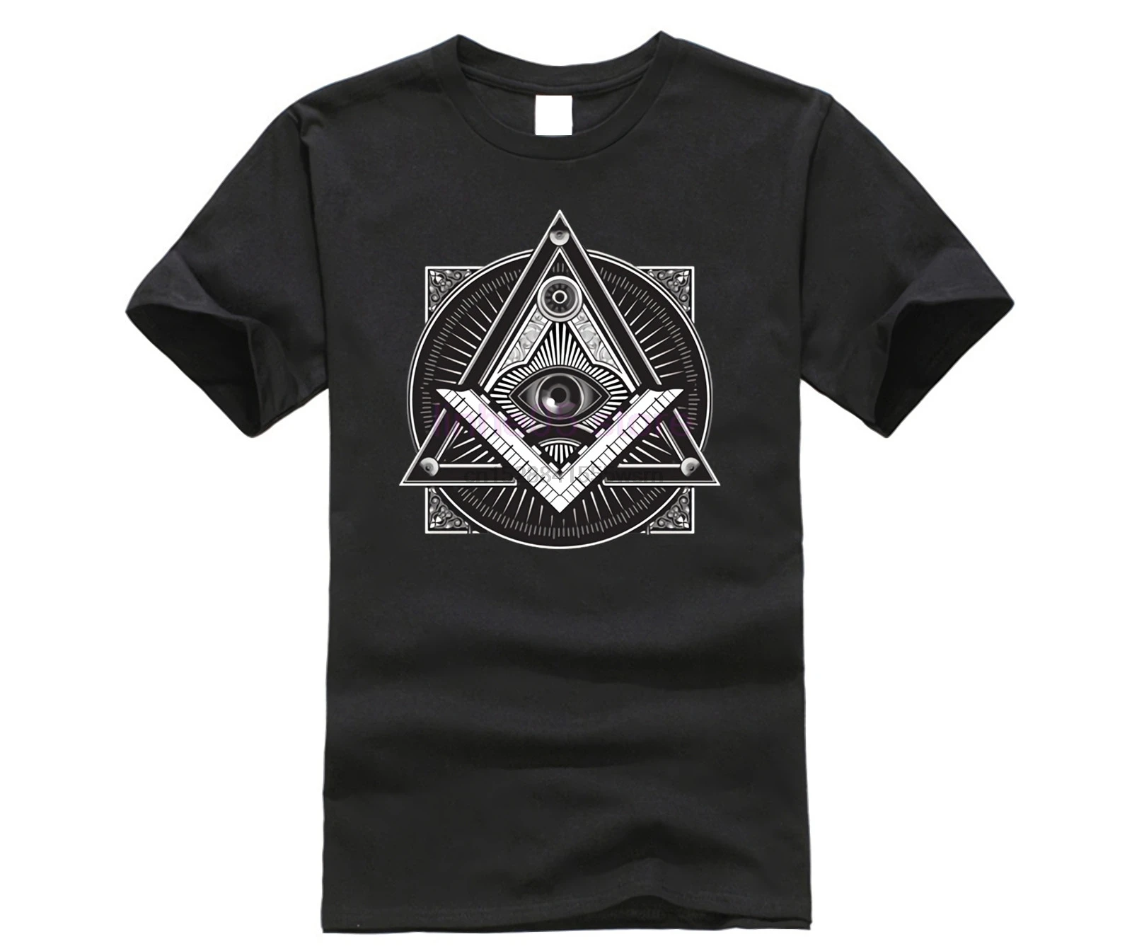 Короткие футболки Illuminati дизайнерские мужские черные круглый воротник Реплика
