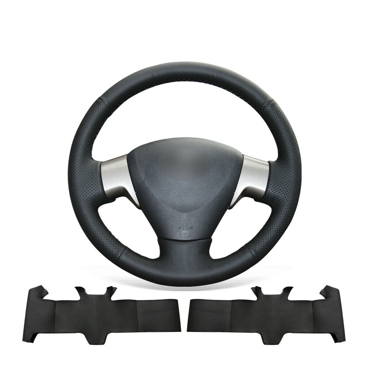 DIY Black Genuine Leather Car Steering Wheel Cover For Toyota Corolla